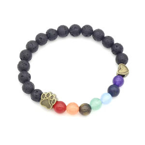 Braccialetto Vintage con 7 Chakra in Agata per Guarigione, Yoga, Meditazione, Diffusore Elastico per Uomo e Donna - Product Image 4