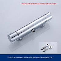 Robinet de douche thermostatique encastré tout cuivre avec mitigeur chaud/froid et ensemble de douche pluie pour baignoire