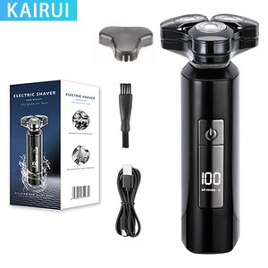 เครื่องโกนหนวดแบบหมุน 3 หัว พรีเมียม สำหรับผู้ชาย IPX7 กันน้ำ ล้างทำความสะอาดได้ หน้าจอ LED ดิจิตอล ตัวเครื่องอะลูมิเนียมทั้งตัว ชาร์จแบบ Type-C กันน้ำ IPX7 F - Product Image 1