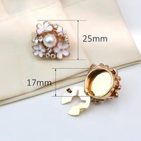 Bouton en métal écologique personnalisé par le fabricant, 17 mm, avec coque en forme de fleur, logo perle, tige sans nickel, pour chemises féminines