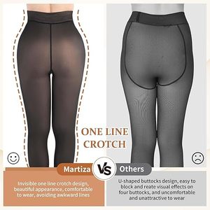 KTS-9 Factory Custom Sheer Fleece Lined <strong>Tights</strong> for <strong>Women</strong> Fake Translucent Winter Thermal Pantyhose Thick High Waist Leggings - Product Image 3
