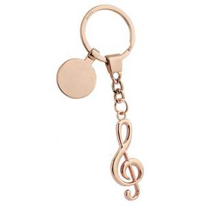 Llavero con Clave de Sol en Oro Rosa y Disco Grabado para Amantes de la Música - Product Image 1