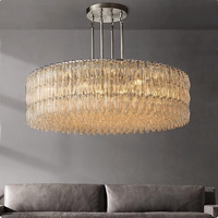Lustre suspendu de style américain de luxe à hauteur réglable RH, en cuivre/verre, pour villas et hôtels