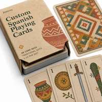 Jeu de cartes Jinayon personnalisé avec logo, 48 cartes, jeu de cartes espagnol vert forêt/ochre, papier kraft, impression mate, coins arrondis carrés