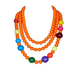 Nouveau collier fantaisie fait main en résine, perles rondes colorées, bijoux de haute qualité au design élégant et tendance pour les occasions de fête et de mariage - Product Image 1