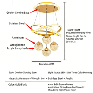 Modern LED Dining Room Chandelier, Minimalist <b>Kitchen</b> Hanging Light, LED Chandelier with Remote Control & Adjustable Height - Product Image 4
