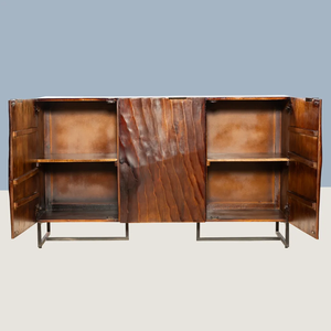 Buffet en bois sculpté à 3 portes pour salon et cuisine, meuble pratique pour le rangement de la vaisselle - Product Image 1