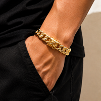 Bracelet pour homme en acier inoxydable plaqué or, maillons cubains, largeurs de 8 mm à 18 mm, chaîne épaisse style hip-hop, bijoux streetwear, vente en gros