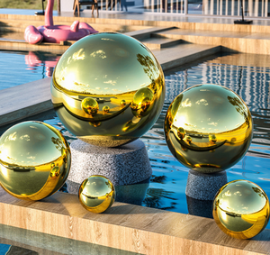 Sfere vuote in acciaio inossidabile altamente lucidate sfere Decorative in metallo sfera in acciaio cavo sfere in acciaio inossidabile dorato - Product Image 4