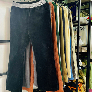 <span class=keywords><strong>Ropa</strong></span> de segunda mano de pana usada, pantalones de pierna ancha con cordón, pantalones de moda de cintura alta, pantalones informales holgados Y2k - Product Image 2