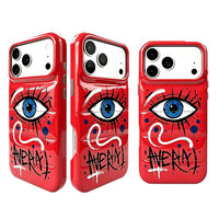 Coque de protection légère en cuir PU éponge avec motif œil Street Art, haute absorption des chocs pour iPhone 17 Pro Max