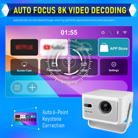 Proyector Junuo HY320MAX 1080P, 400 ANSI Lúmenes, Decodificación 8K, Android, Altavoces Integrados, Conexión a Internet, Enfoque Automático Completo, Keystone