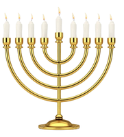 Bougeoir Judaica moderne plaqué or à sept branches Hanoukka Menorah traditionnelle religieuse pour les rituels juifs pour les cadeaux de Pâques