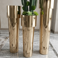 Vas Bunga Stainless Steel untuk Dekorasi Rumah / Pot Tanaman Tinggi / Pot Tanaman Logam Besar untuk Dalam Ruangan