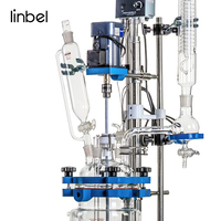 USA Instock Réacteur batch pilote 5L Réacteur en verre double couche à double enveloppe avec colonne de rectification et condenseur