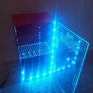 Red&Clear Acrylic LED Cool Display Case with USB Powered for Funko Pop Figures Fit 4 Cans or 2 Cans and 2 Figures