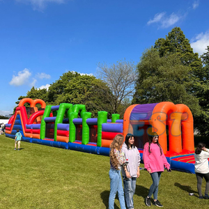 Carrera de obstáculos inflable de juego interactivo deportivo gigante personalizado para adultos con tobogán fiesta evento Castillo de carrera de obstáculos inflable - Product Image 2