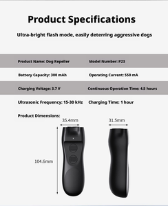 Dispositif anti-aboiement ultrasonique portable, 3 modes de vagues sonores, rechargeable, répulsif d'entraînement pour chiens de 6 <span class=keywords><strong>mois</strong></span> à <span class=keywords><strong>8</strong></span> ans - Product Image 6