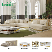 Ensemble de canapés sectionnels de luxe moderne, style italien, grand canapé d'angle en forme de L, meubles de salon de villa, intégrés à l'ensemble de la maison