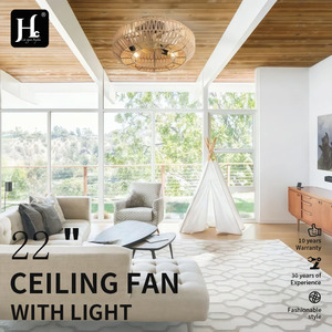 Ventilateur de plafond en bois avec lumière LED 3500K blanc chaud, style rustique, montage en surface, grande taille, télécommande pour salon - Product Image 5