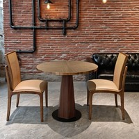 Ensemble de table à manger ronde en bois massif moderne, utilisation commerciale, café, salon, bureau, cantine, négociation, mobilier de salle à manger personnalisé