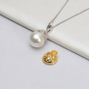 Wenchi Plata S925 Colgante de Perla Grande para Mujer 11-13 mm, Accesorios DIY para Joyería, Componentes Vacíos para Montaje de Joyas - Product Image 2