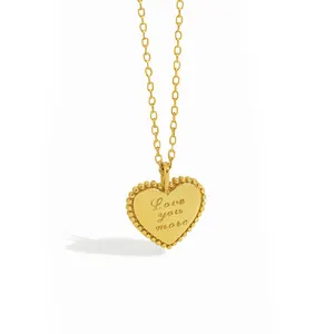 Özel altın kolye 925 ayar gümüş sikke kolye mektup signet madalya moda vintage 3d kalp şekli kolye kadınlar için