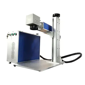 Mesin Penanda Laser Serat Tertutup Mopa 50W Penutup Belakang Logo Warna Laser Fokus Otomatis 20W untuk Logam dengan Sumbu X
