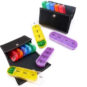 Sac en cuir Pu marron noir <span class=keywords><strong>28</strong></span> compartiments boîte à pilules 7 jours hebdomadaire médicament portefeuille voyage pilule organisateur Am Pm nuit logo personnalisé - Product Image 2