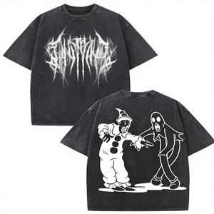 Customizable Printed 100% Cotton 380gsm Casual Quick Dry Vintage Short Sleeved Oversized <b>Drop</b> Shoulder Men's <b>Acid</b> Wash T-shirt - Product Image 1