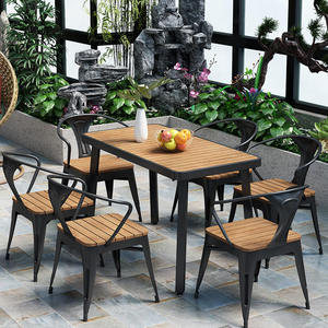 Nordic-style Durable Outdoor Table Chair Set Minimalist Design Natural Wood Solid Wood Construction for Cafes Milk Tea Shops - Product Image 1