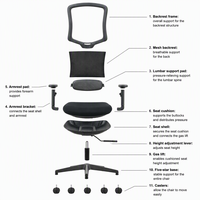 Chaise de bureau pivotante moderne en tissu noir avec accoudoirs réglables et réglage en hauteur pour la maison et le bureau