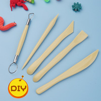 Ensemble d'outils de poterie de sculpture en céramique de 5 pièces Outil de modélisation à double tête avec poignée en plastique et anneau en métal pour fournitures d'art