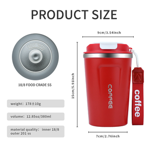 Portable 380ml Stainless Steel Vacuum Insulated Tumbler Coffee Thermos Cup for Keep <strong>Hot</strong>/Ice Coffee Mug With Spill Proof Lid - Product Image 2