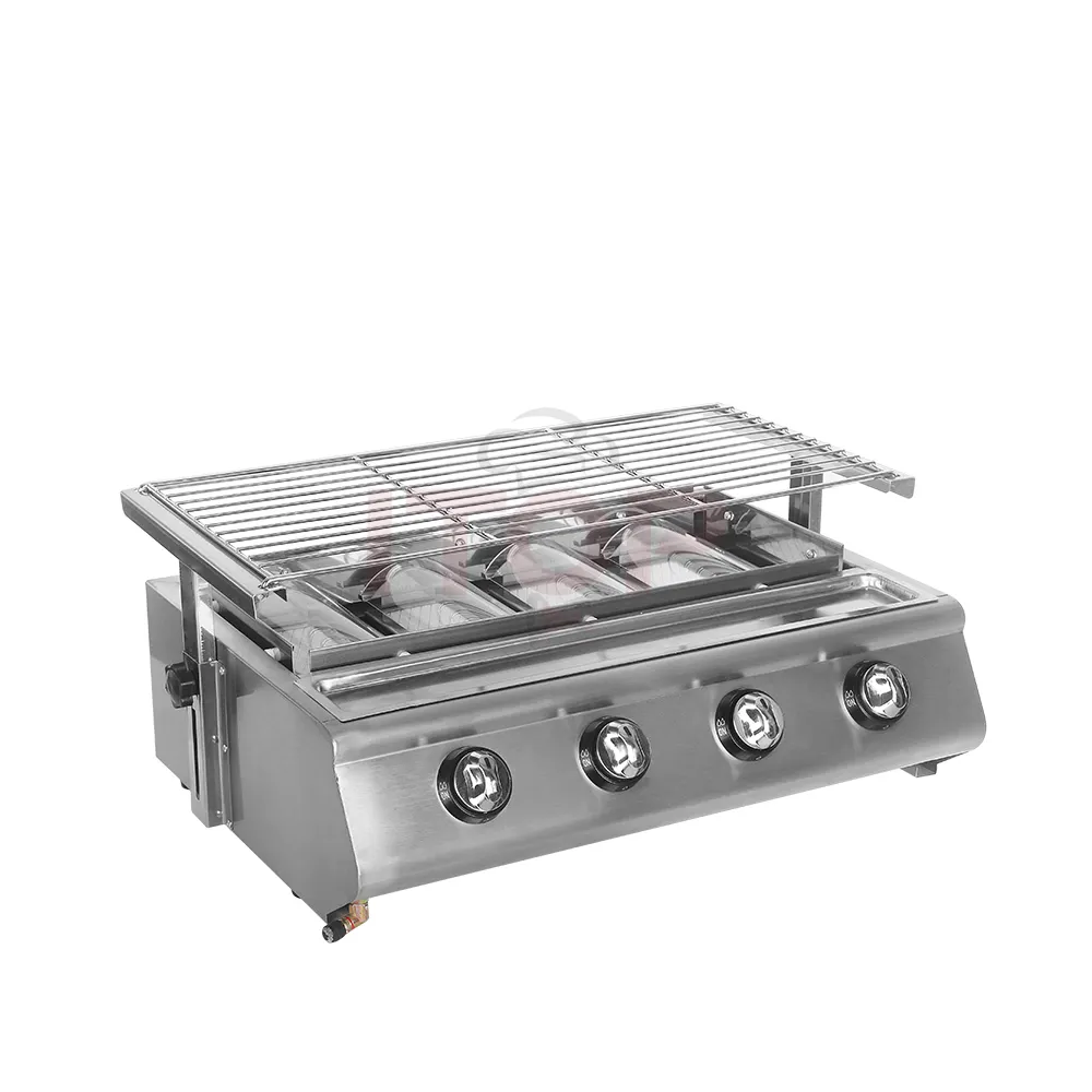 4 bruciatori Barbecue all'aperto GPL in acciaio inox Barbecue grill a gas, parte superiore del Tavolo Barbecue grill, regolare L'altezza di cucina cremagliera