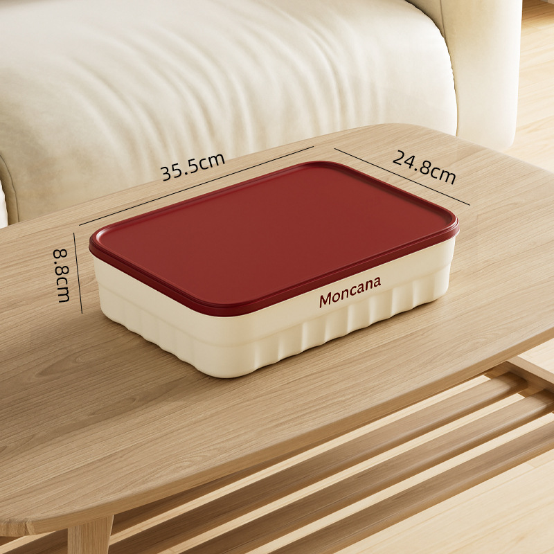 Creamy yellow, red, large, short, with lid