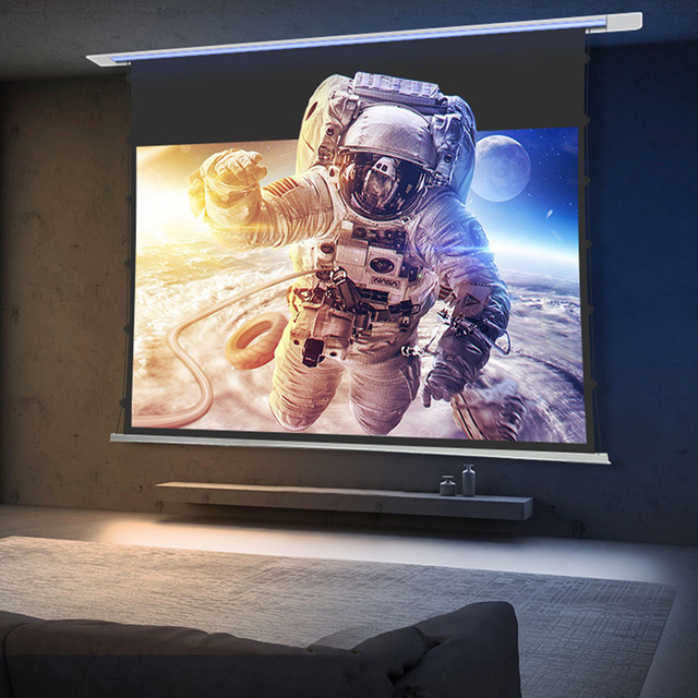 120''150'' Tab Tensioned Projection Screen Motorized Projection Screen with ALR Grey Fabric Black Crystal