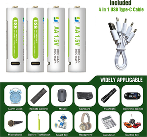 Pin sạc hình trụ loại C USB 1.5V <span class=keywords><strong>AA</strong></span> 2000mWh Li-ion - Product Image 4