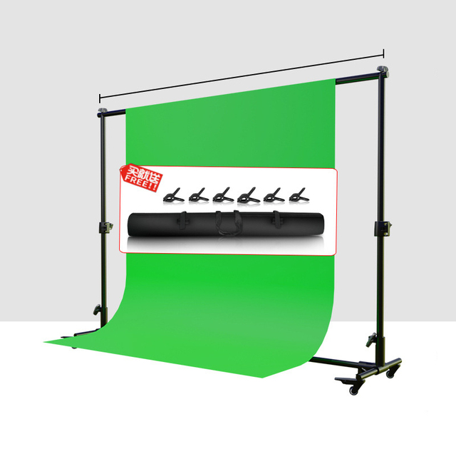 2 X 2m Backscreen Backdrop Support System with Trolley Photo Studio Background Green Nylon Muslin 100% Cotton Backdrops