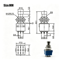3PDT 9Pin Pedal Efek Gitar Footswitch Latching Stomp Switch Solder Lug Foot Switch untuk DIY Efek Pedal