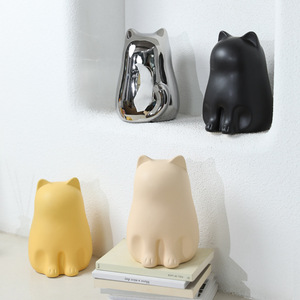 Porta Fazzoletti in Porcellana Bianca a Forma di Gatto, Moderno <span class=keywords><strong>e</strong></span> Minimalista, Decorazione Creativa per Soggiorno <span class=keywords><strong>e</strong></span> Scrivania - Product Image 1