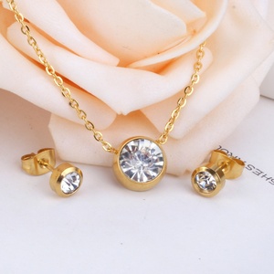 Parures de boucles d'oreilles et colliers africains pour femmes en acier inoxydable avec zircon cubique, bijoux de corps bohèmes - Product Image 1
