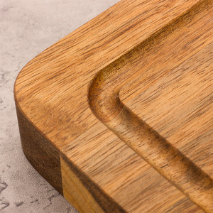 Planche à découper en <span class=keywords><strong>bois</strong></span> d'acacia, rustique, grand carré, rectangle, légumes à bord vivant, évier, avec rainure à jus, prêt à expédier - Product Image 6