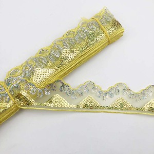 Vendita al dettaglio diretta della fabbrica all'ingrosso tenda in Organza tessuto di pizzo con paillettes per cucire triangolo pizzo 45mm - Product Image 6