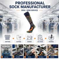 Chaussettes de sport de ski et de randonnée en gros, avec talon et bout renforcés, panneau de protection de la tibia rembourré, bleu marine et orange, chaussettes techniques d'extérieur, logo personnalisé OEM