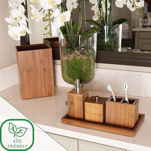Juego de 5 Organizadores de Baño de Bambú Clásicos, Bandeja de Almacenamiento para Cocina, Baño y Aseo, para Jabón, Toallas y Cepillos de Dientes - Product Image 6