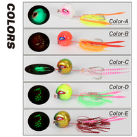 Nouvelle leurre de pêche Tolure à tête ronde en plomb 60g 80g 100g 120g 150g 200g, jig avec jupe en silicone et hameçon assisté lumineux