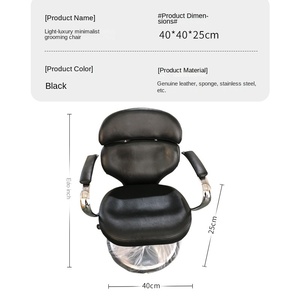 Fauteuil de Barbier Personnalisé en Stock pour Hommes, Spécifique Salon, en Cuir, Luxe Léger, Pivotant, avec Accoudoirs Réglables en Hauteur, pour Salon de Coiffure - Product Image 4