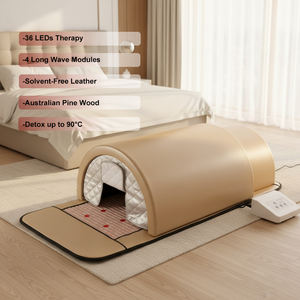 Dôme de sauna en FIR or clair de luxe avec 36 lumières <span class=keywords><strong>LED</strong></span> pour la luminothérapie et 4 modules de traitement à ondes extra-longues pour une détoxification profonde - Product Image 1