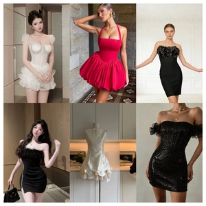 Good Quality Sexy Elegant Strapless Bodycon Mini <b>Dress</b> Ruffle Sheath Gown for Women Evening Party - Product Image 1